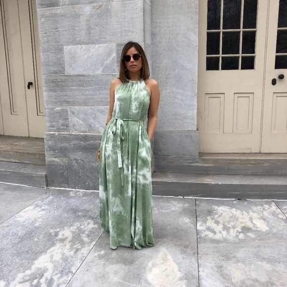 ZOE Tie-Dye Halter Maxi Dress - Green - Picture 2 of 7
